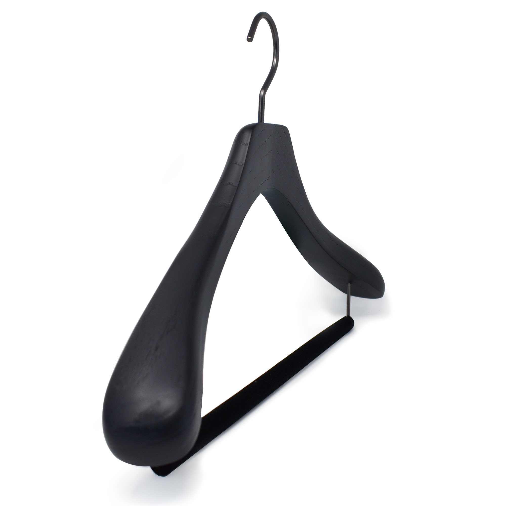 6 luxury hangers for jacket and suit in ash wood - black - brushed wood