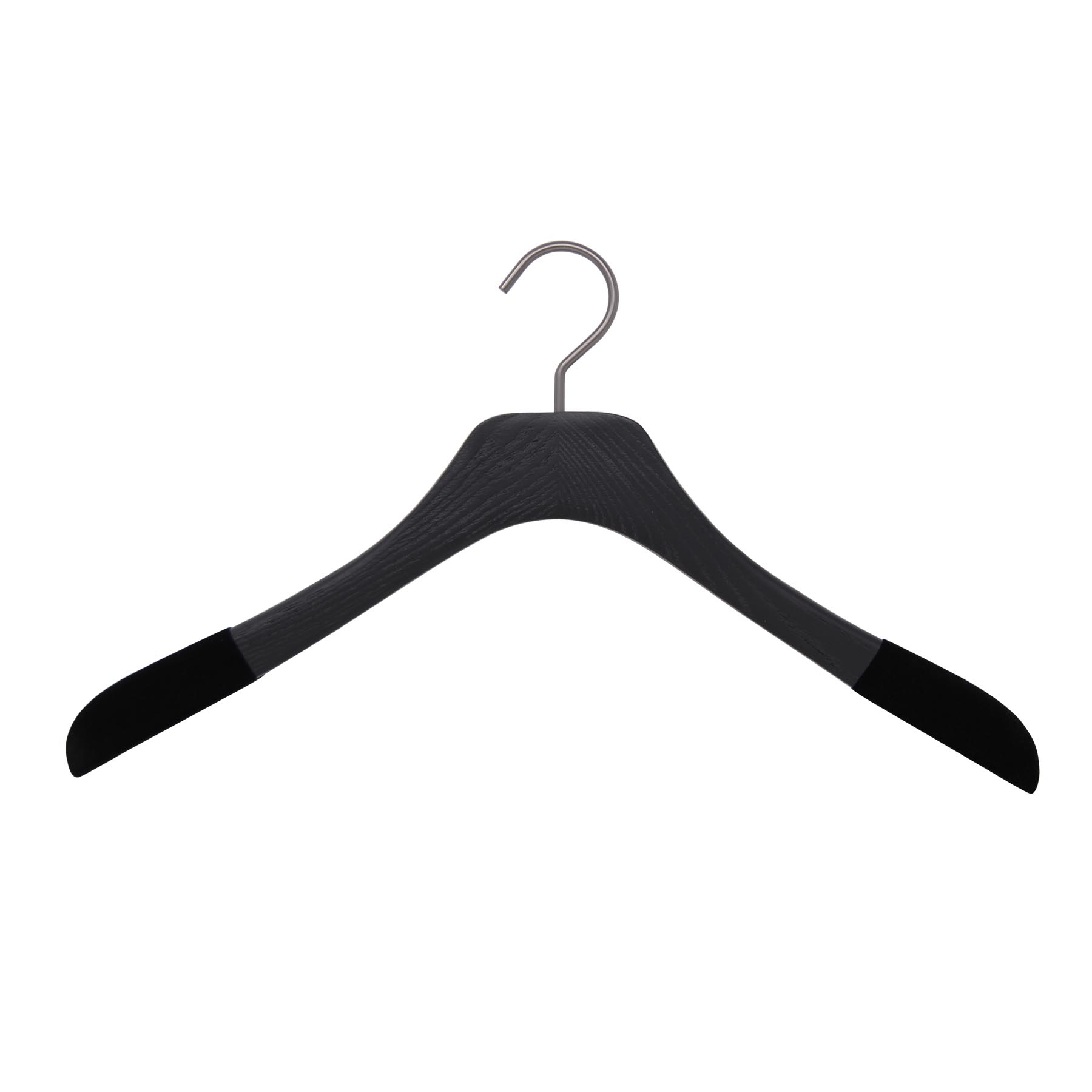 Pack dressing room of 36 wooden hangers for man and woman - black color,  brushed wood 