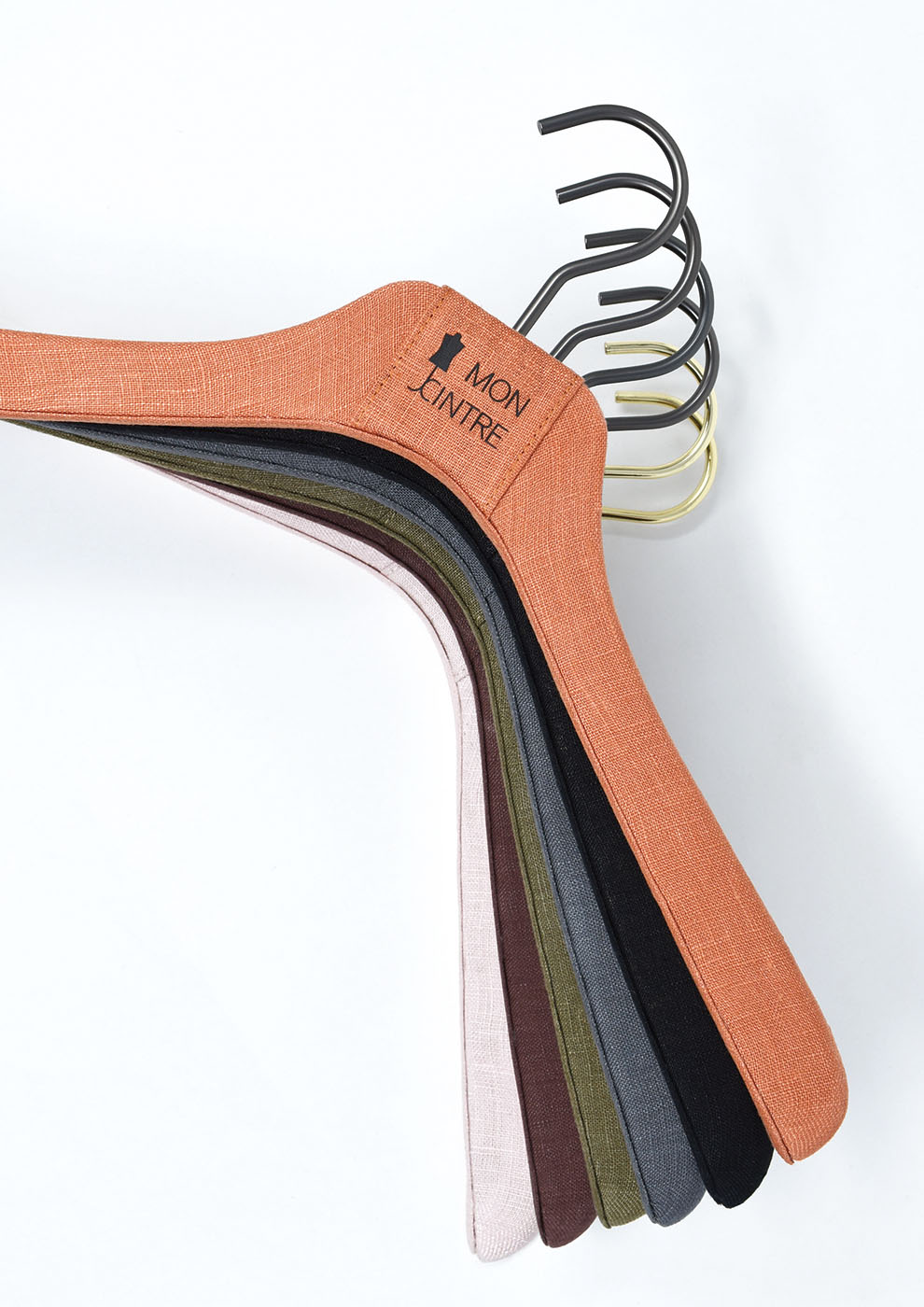 luxury hangers covered with linen